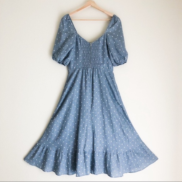 Reformation Light Blue Polka Dot Dress - Picture 4 of 7